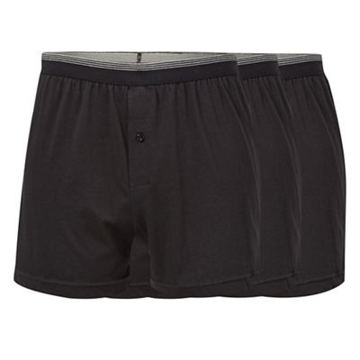 The Collection Pack of three black plain button boxers